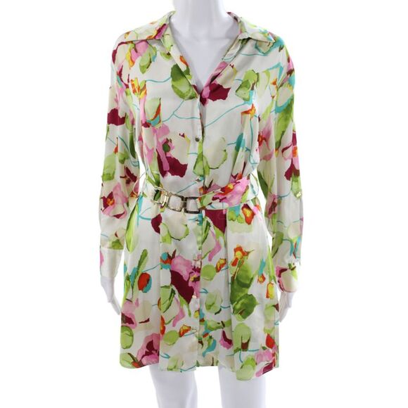 Zara Dresses & Skirts - Zara Women Multicolor Floral Shirt Dress Collared Long Sleeve Above Knee Size S